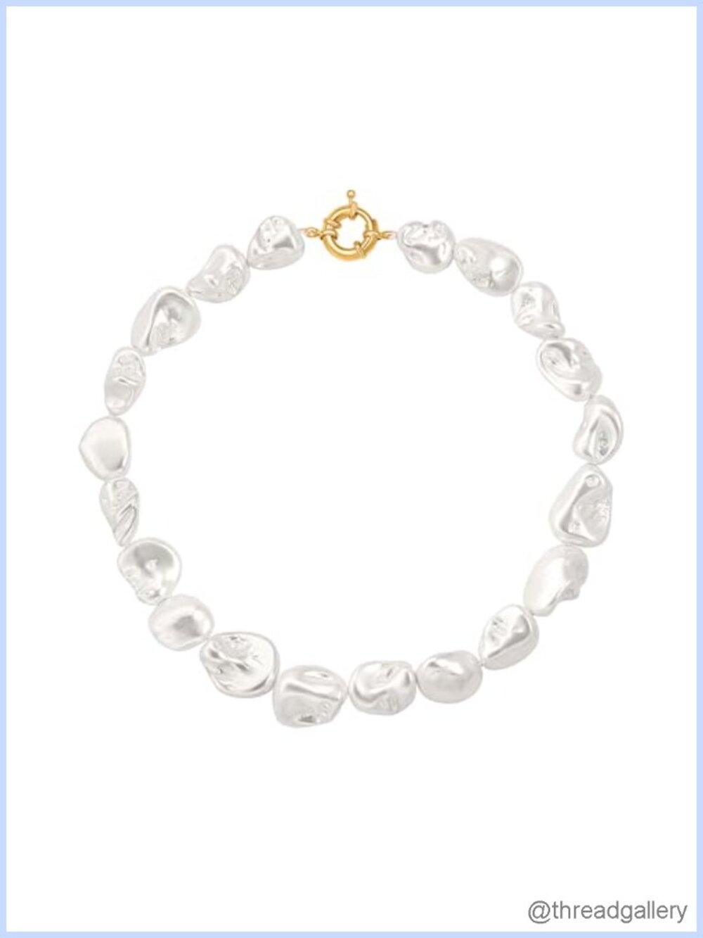 Baroque Shell Pearl Choker Necklace 18K Gold Plated Spring Ring Clasp